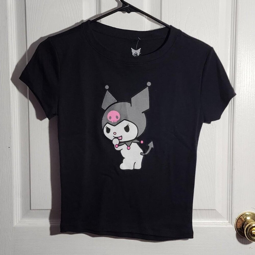 Black Kuromi Graphic Cropped Sanrio Tshirt